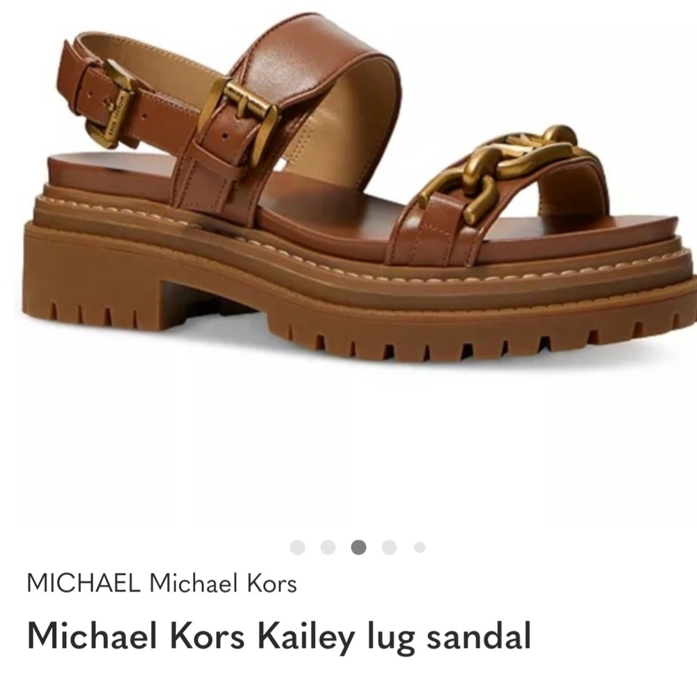 ISO: Michael Kors Luggage, Brown, Or White Sandals with Gold Chain